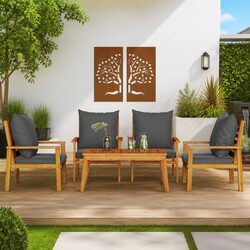 Practical 5-Piece Lounge Set in Acacia Wood for Outdoors
