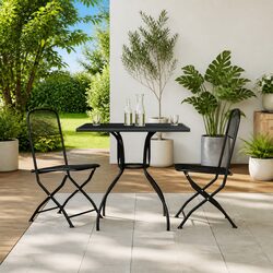 Garden Dining Set 3 Piece Outdoor Furniture Anthracite Metal Mesh Table Chairs