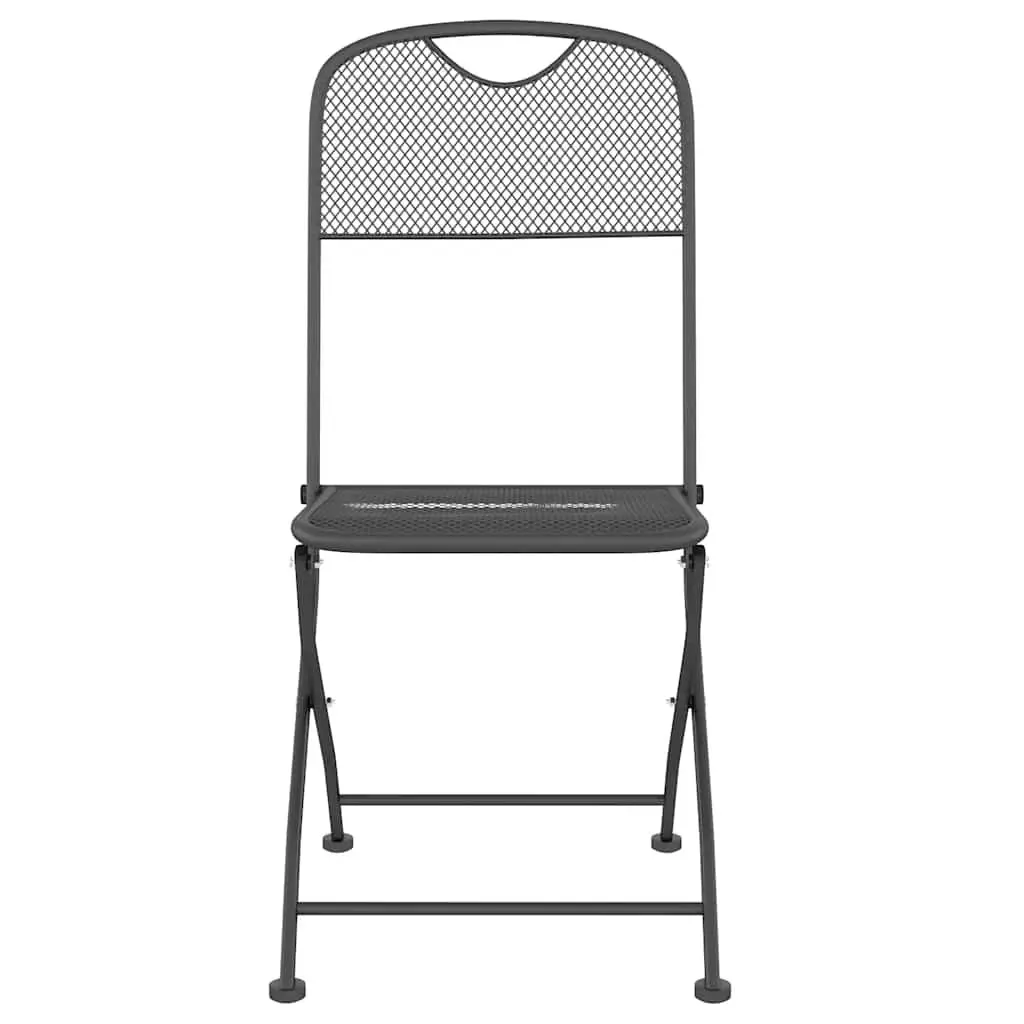 Garden Dining Set 3 Piece Outdoor Furniture Anthracite Metal Mesh Table Chairs