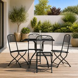 Reliable 5 Piece Garden Dining Set with Foldable Chairs
