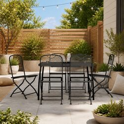 Warm and Practical 7-Piece Garden Dining Set in Anthracite