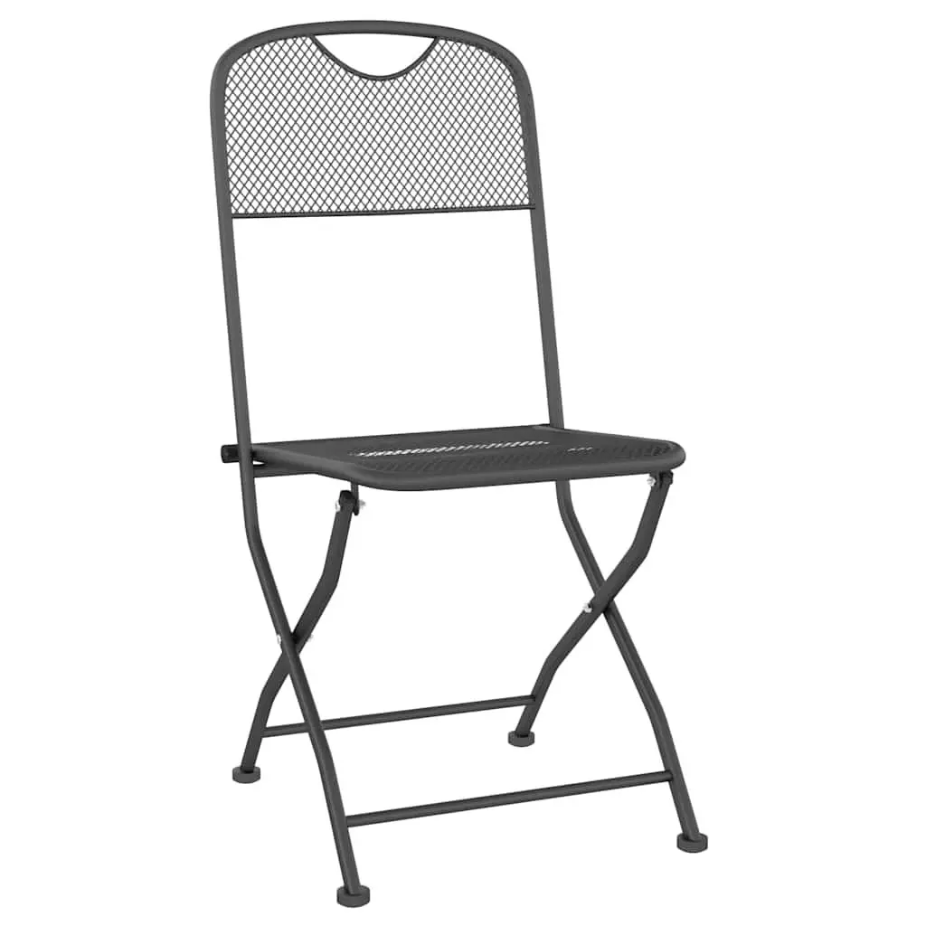 7 Piece Garden Dining Set Outdoor Patio Furniture Foldable Metal Mesh Anthracite