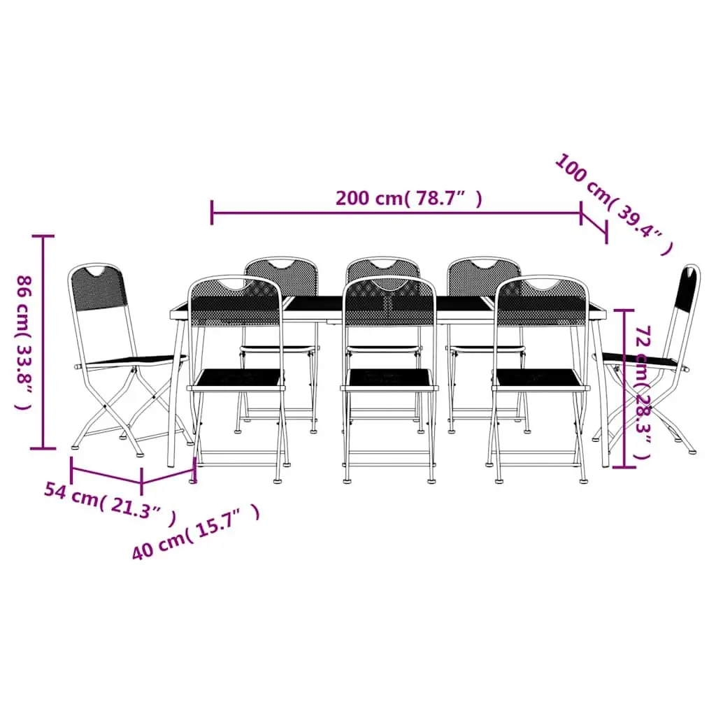 9 Piece Anthracite Garden Dining Set