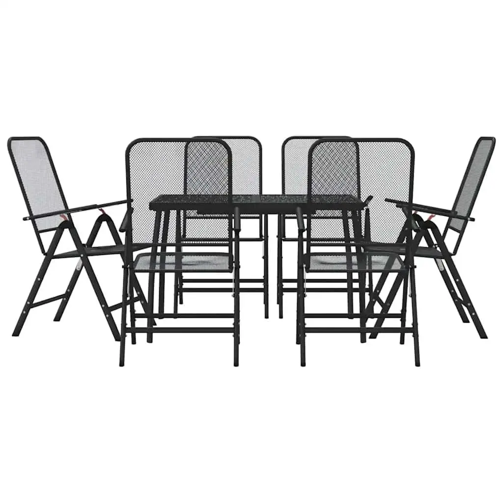 7 Piece Garden Dining Set Outdoor Dining Metal Mesh Anthracite