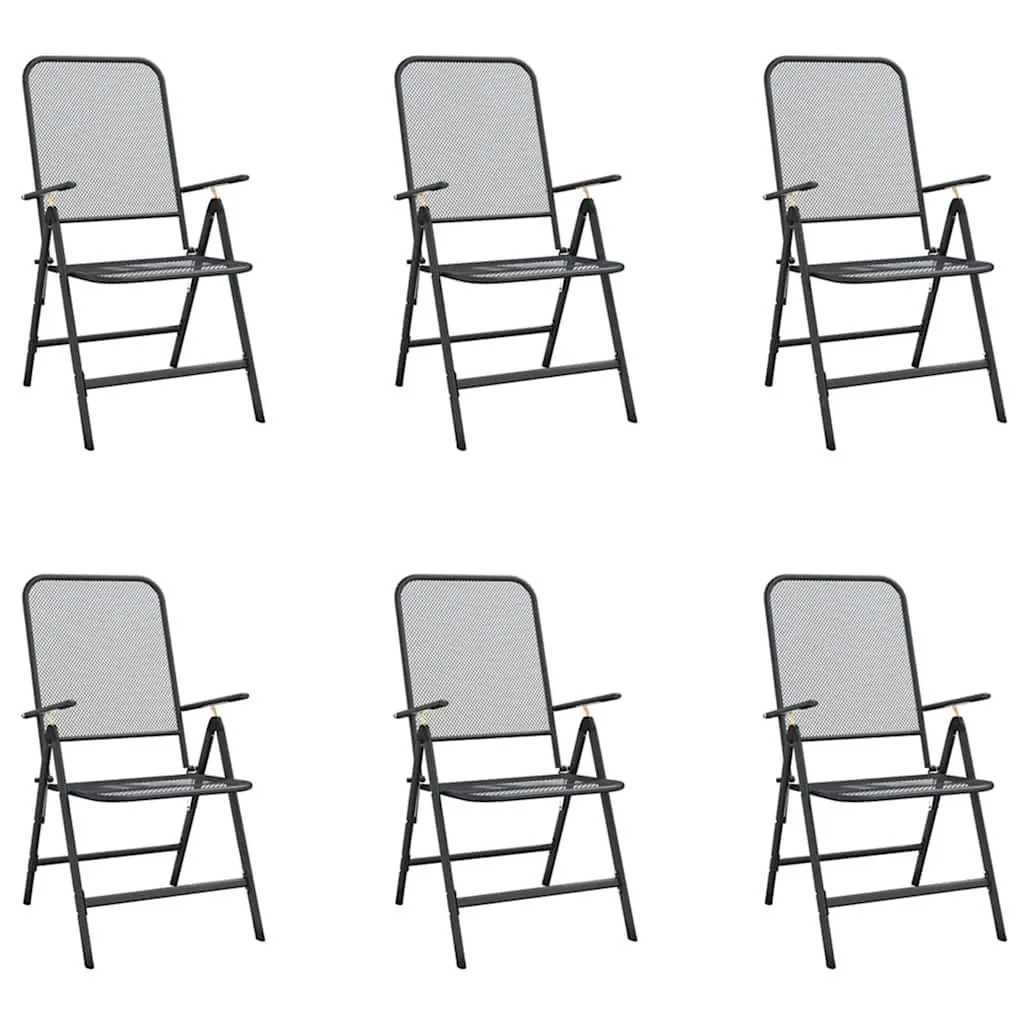 7 Piece Garden Dining Set Outdoor Dining Metal Mesh Anthracite