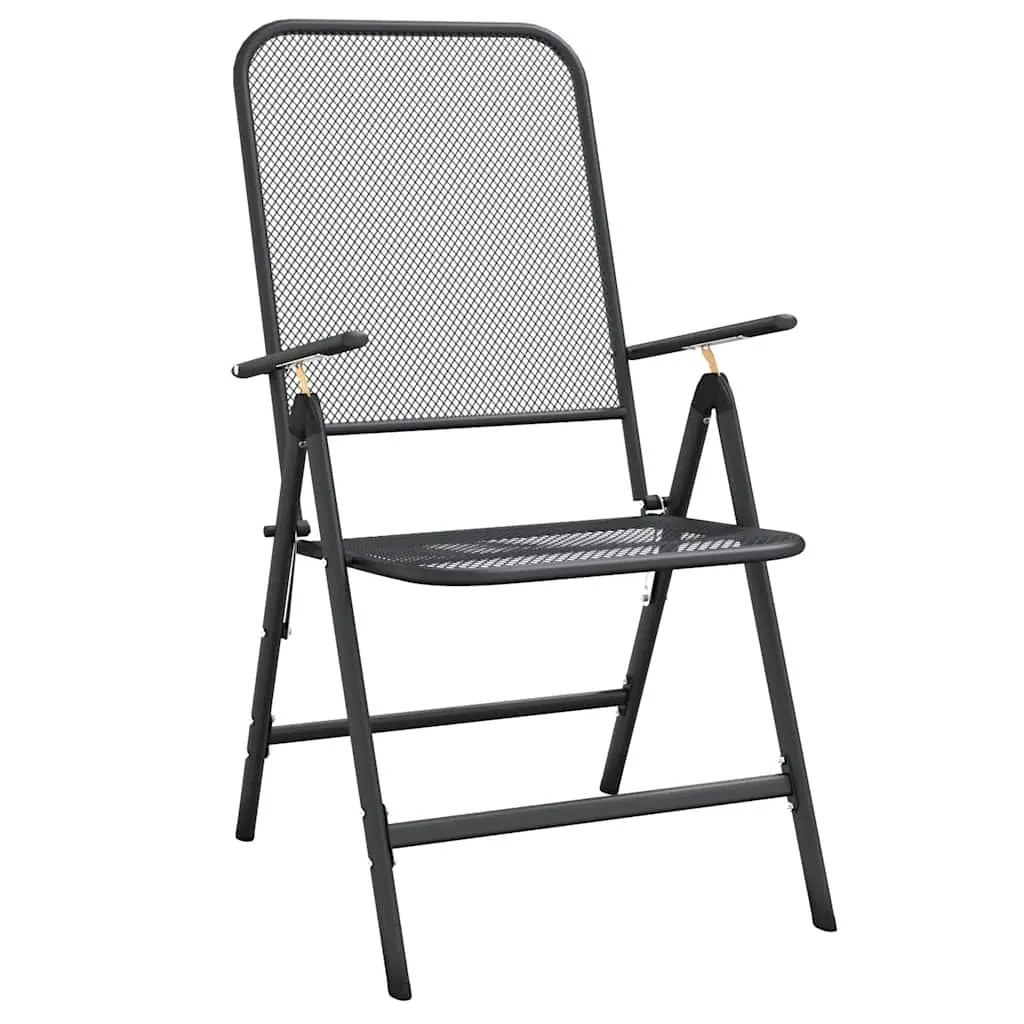 7 Piece Garden Dining Set Outdoor Dining Metal Mesh Anthracite