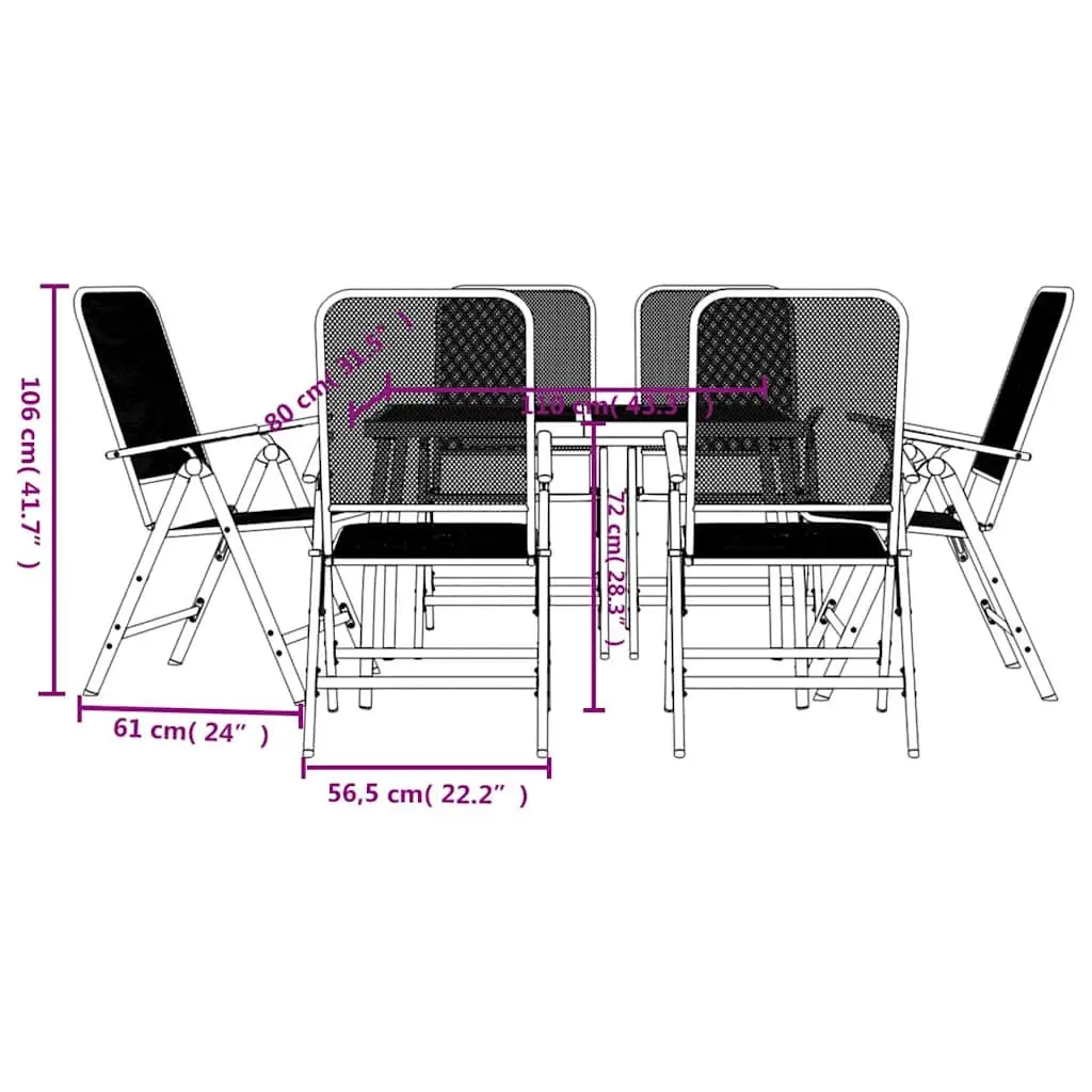 7 Piece Garden Dining Set Outdoor Dining Metal Mesh Anthracite