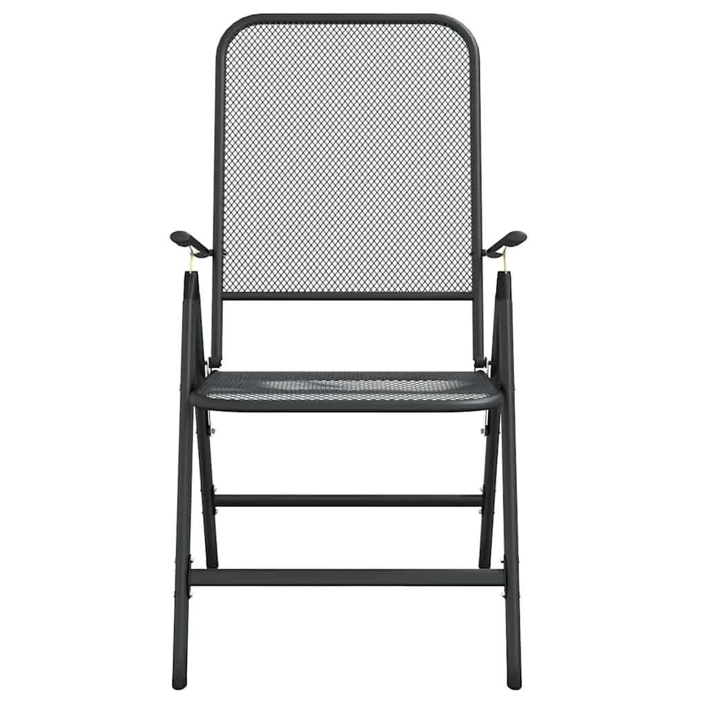 Garden Dining Set 9 Piece Outdoor Furniture Anthracite Metal Mesh Foldable