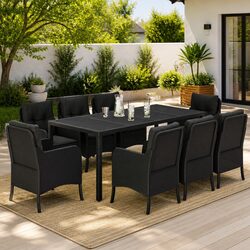 Warm and Practical 9 Piece Black Outdoor Dining Set