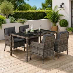 Reliable 5-Piece Grey Dining Set with Comfortable Cushions