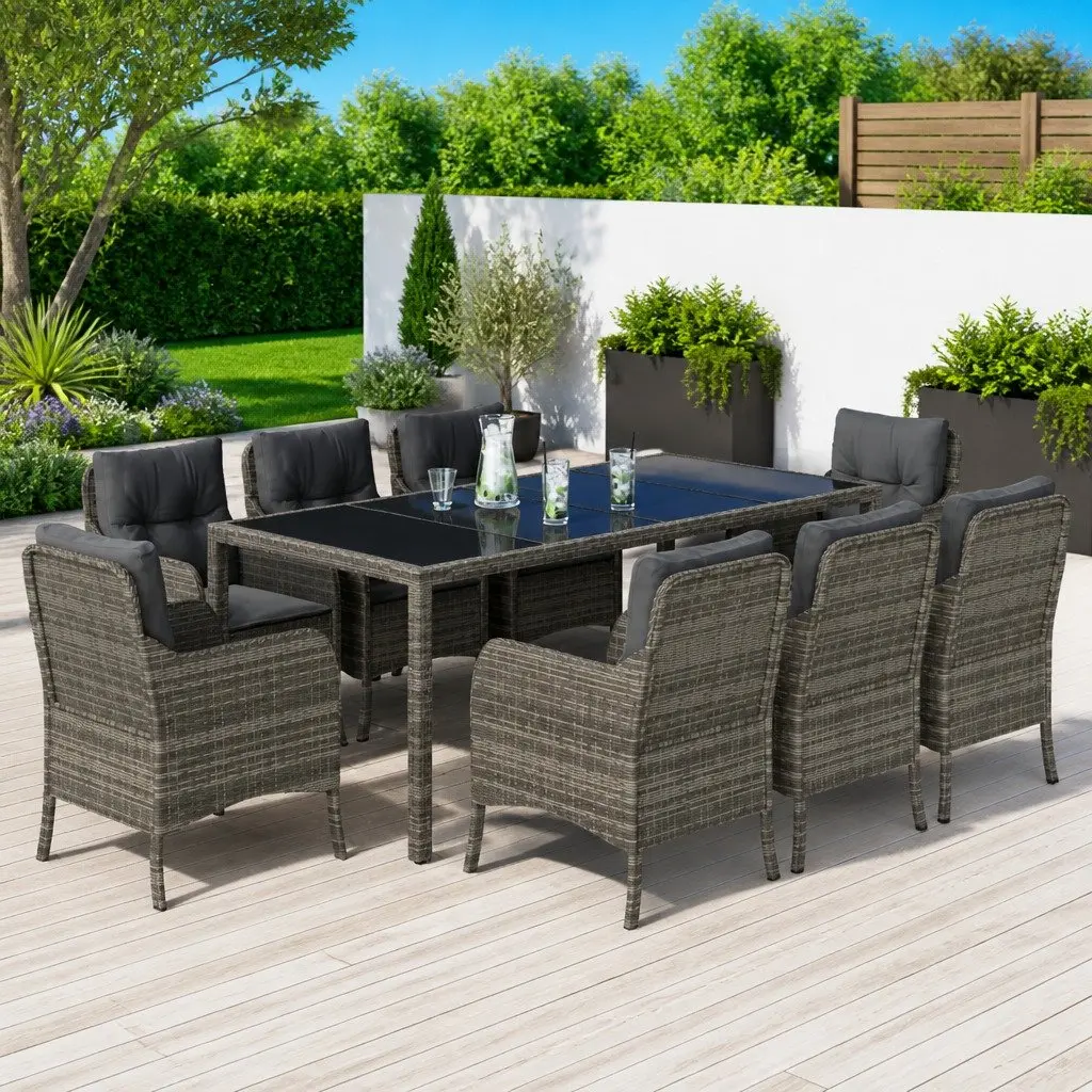 9-Piece Grey Outdoor Dining Set