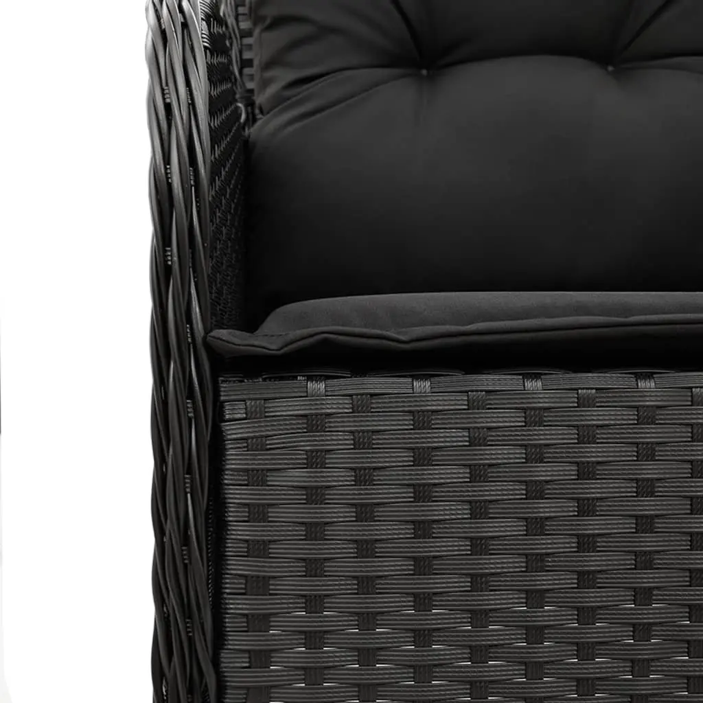 Outdoor Dining Set 5 Piece Garden Furniture Black Poly Rattan with Cushions