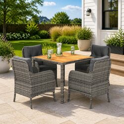 Comfortable 5-Piece Grey Outdoor Dining Set with Cushions