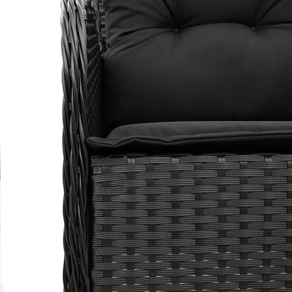 Garden Dining Set 9 Piece Outdoor Furniture Black Poly Rattan With Cushions