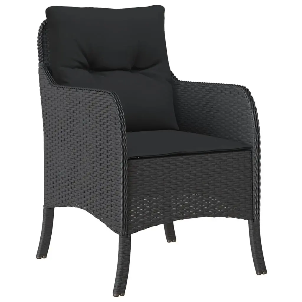 Outdoor Dining Set Garden Furniture 3 Piece Black Poly Rattan with Cushions