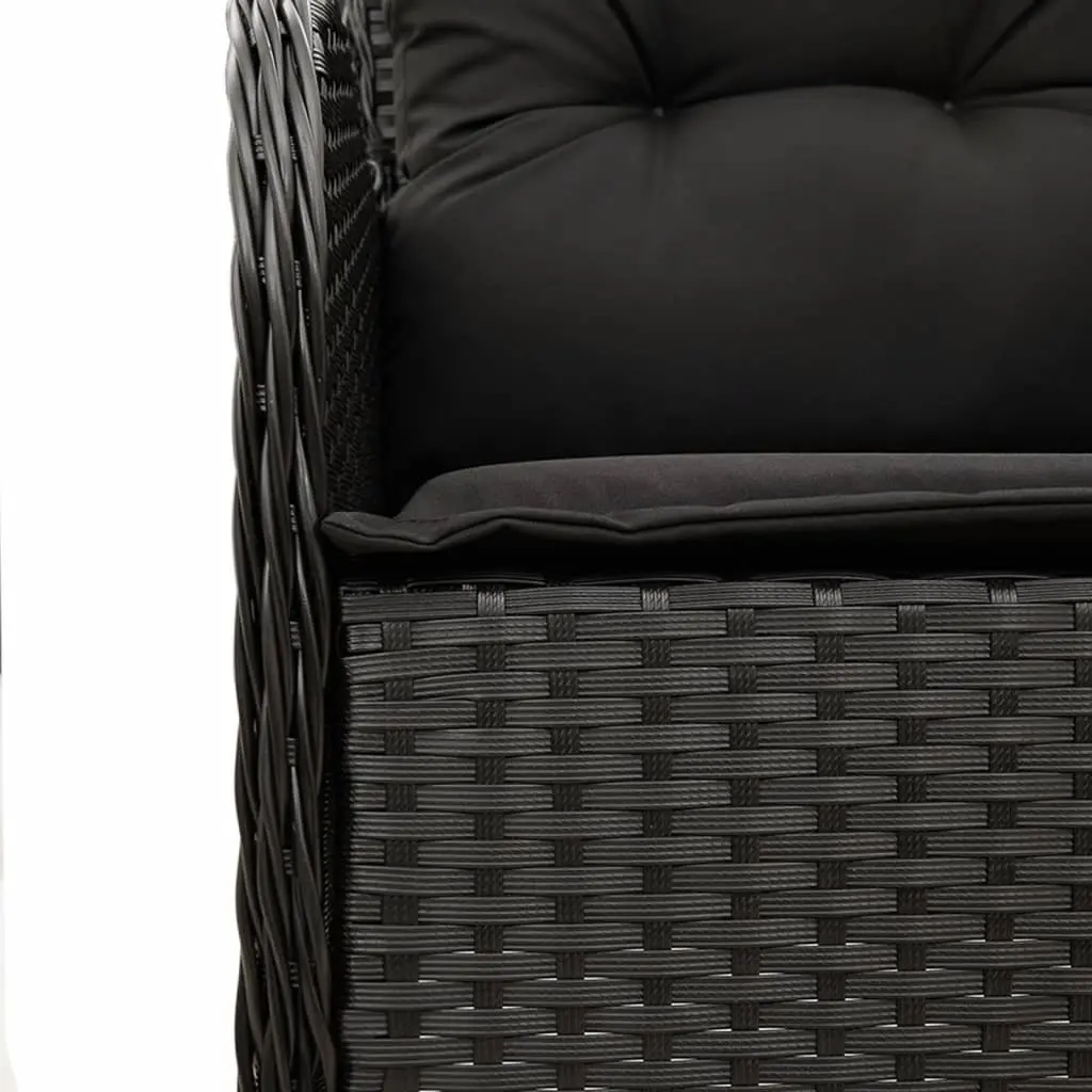 Garden Patio Furniture Set 7 Piece Black Rattan Dining with Cushions Outdoor Use