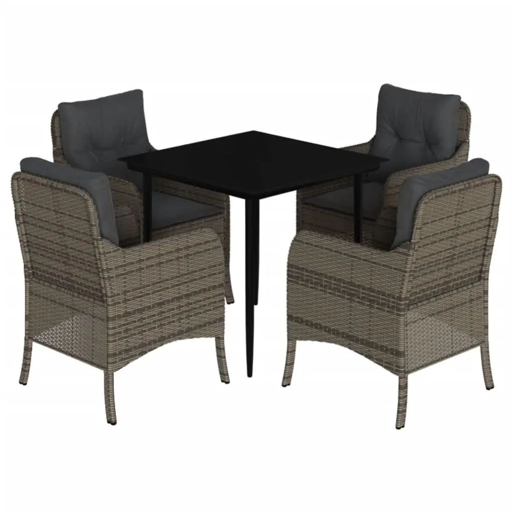 Garden Dining Set 5 Piece Outdoor Furniture Table Chairs Cushions Grey
