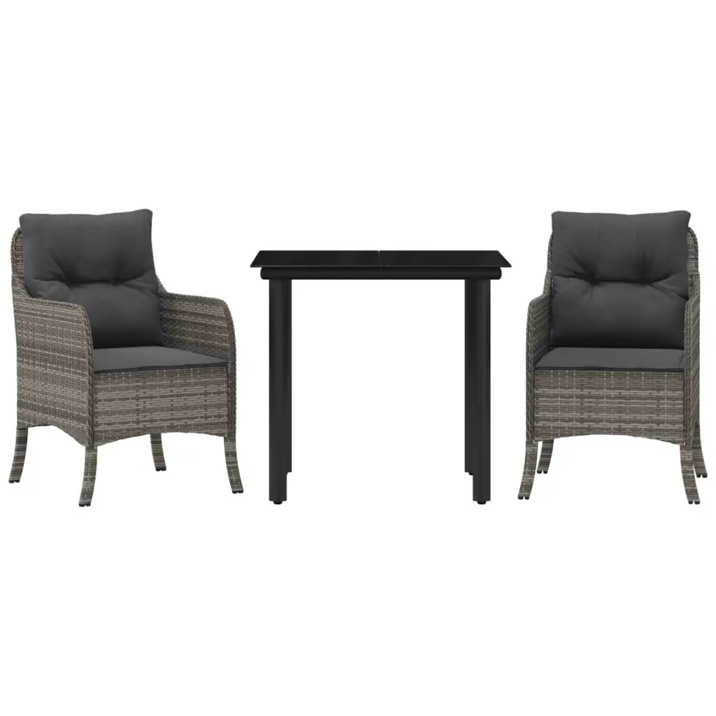 Outdoor Dining Set Garden Furniture 3 Piece Grey Poly Rattan Table Chairs