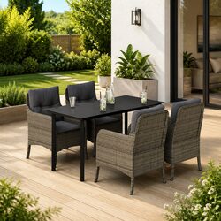 Reliable 5 Piece Outdoor Dining Set with Comfortable Cushions