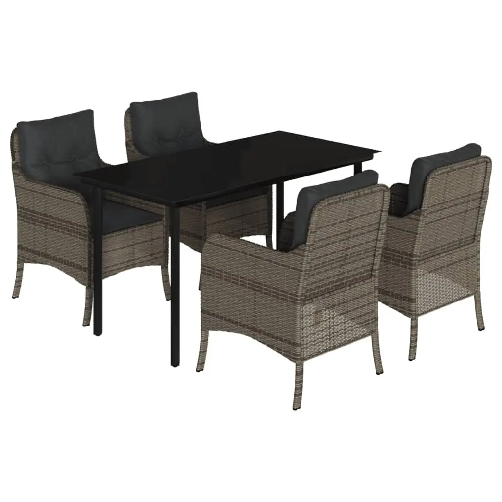 Garden Dining Set 5 Piece Outdoor Furniture Table Chairs Cushions Grey Patio