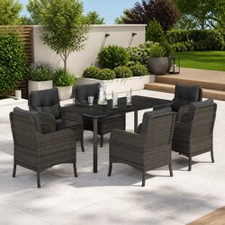 Comfortable 7 Piece Outdoor Dining Set with Cushions