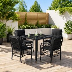 Practical 5 Piece Black Outdoor Dining Set for Comfort