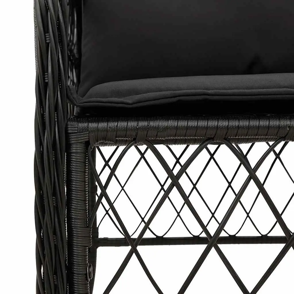 Outdoor Bistro Set 3 Piece Black Poly Rattan Garden Furniture