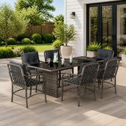 Comfortable 7 Piece Garden Dining Set for Lasting Enjoyment