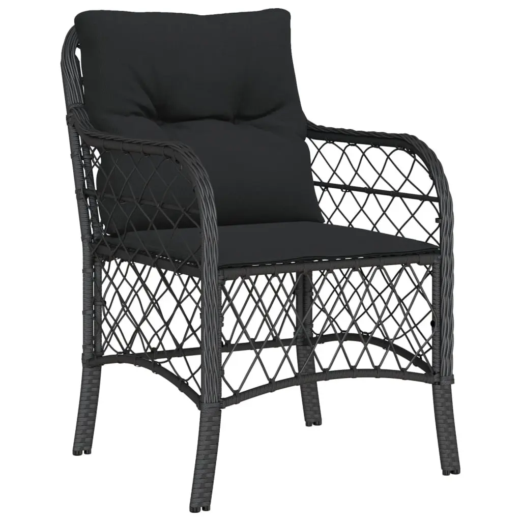 Outdoor Bistro Set 3 Piece Garden Furniture Black PE Rattan with Cushions