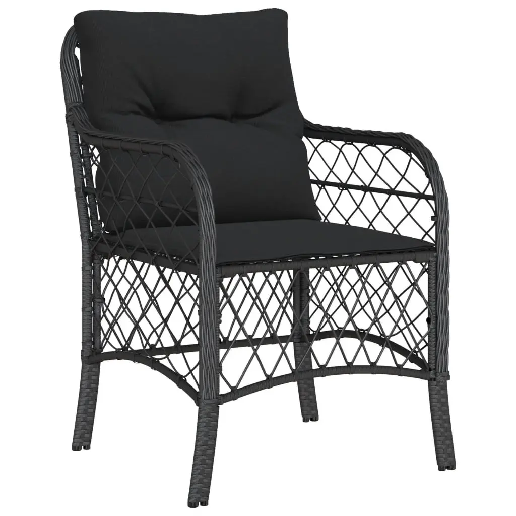 5 Piece Outdoor Dining Set Black PE Rattan Table Chairs