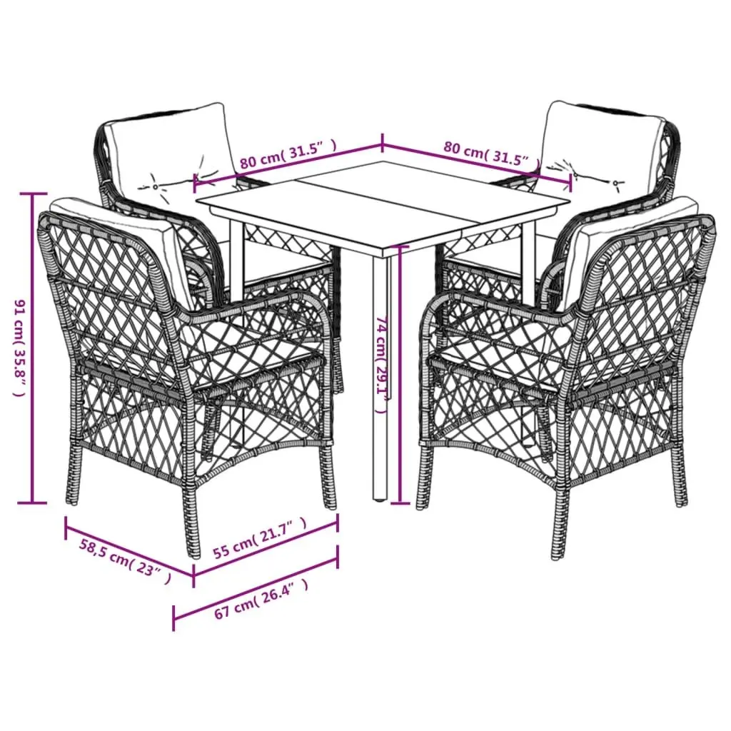 5 Piece Outdoor Dining Set