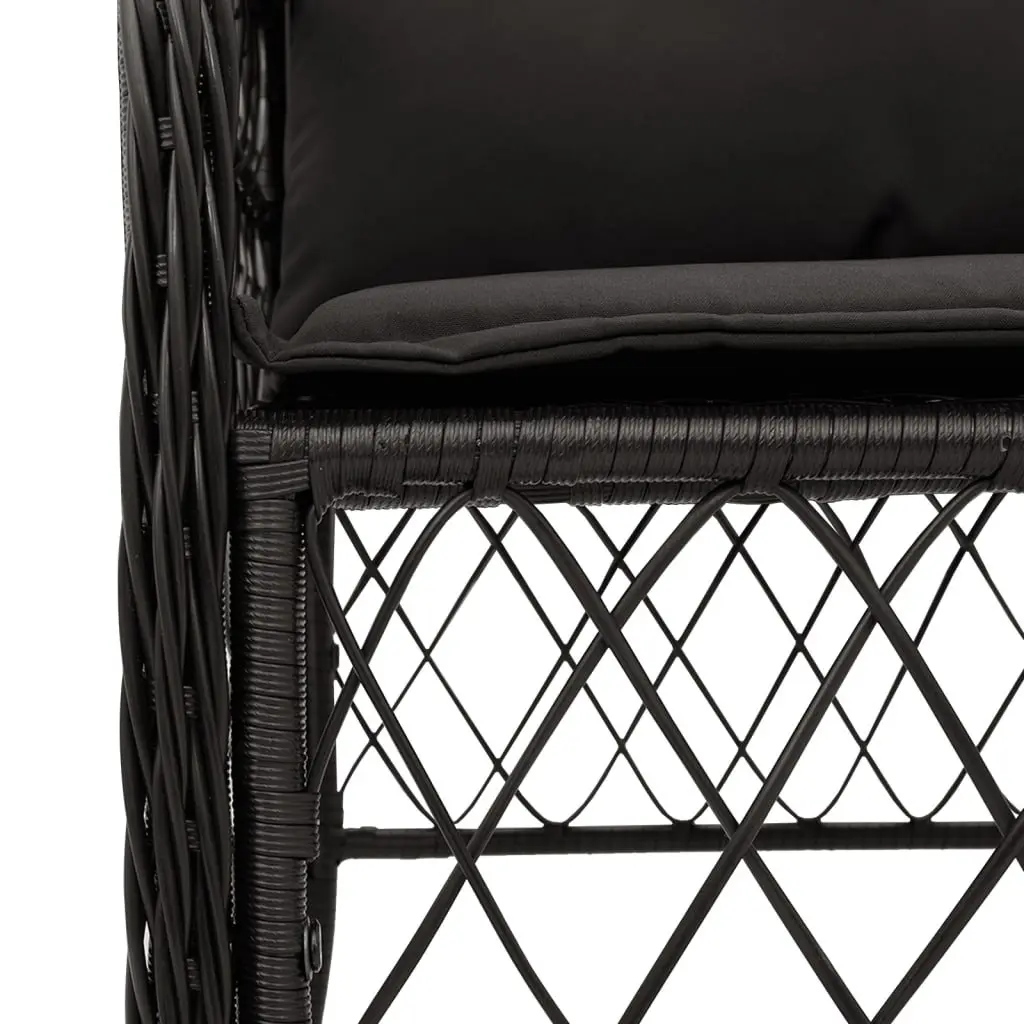 5 Piece Garden Dining Set Outdoor Patio Furniture Cushions Black