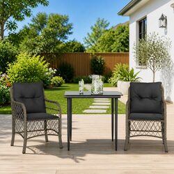 Value-Driven Grey 3 Piece Bistro Set for Outdoor Use