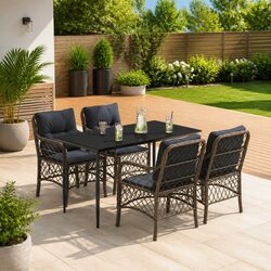 Reliable 5 Piece Outdoor Dining Set with Washable Cushions