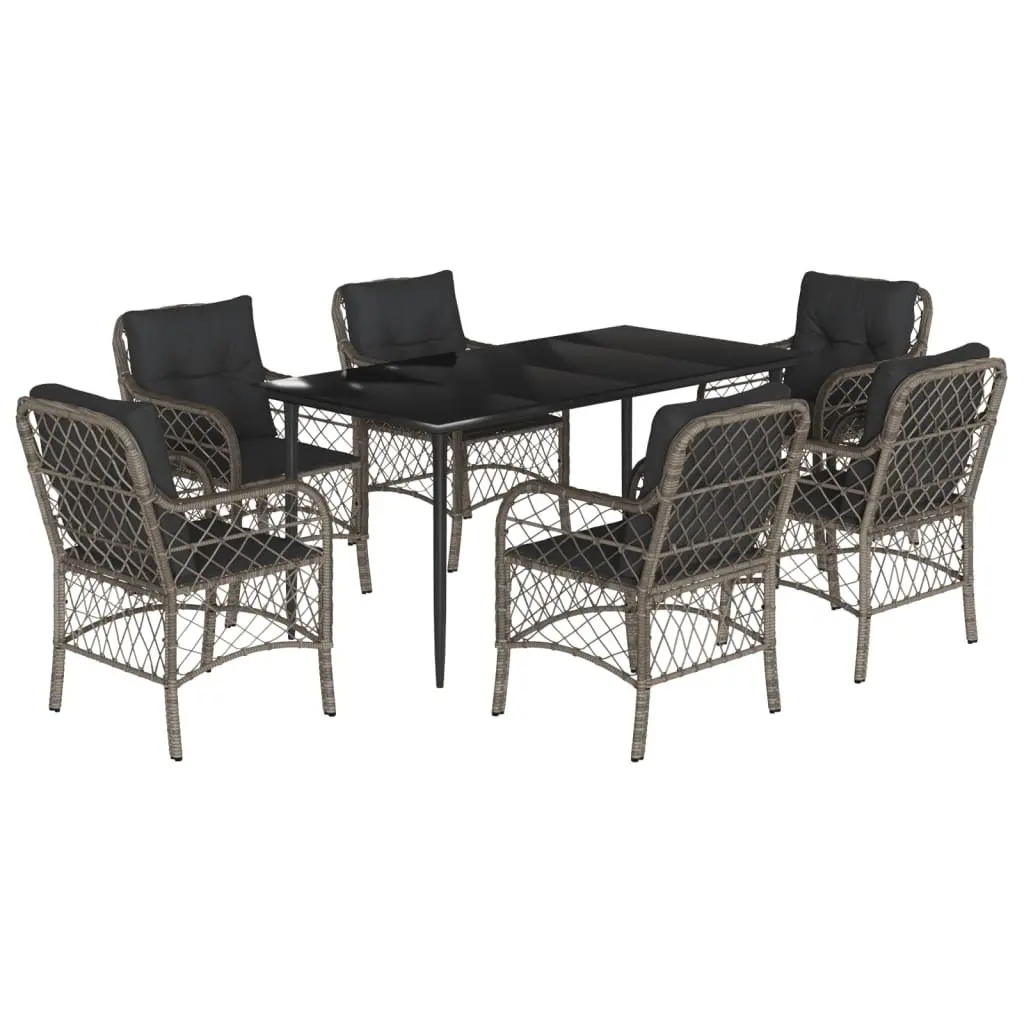 7 Piece Garden Dining Set Outdoor Patio Furniture Table Chairs Grey