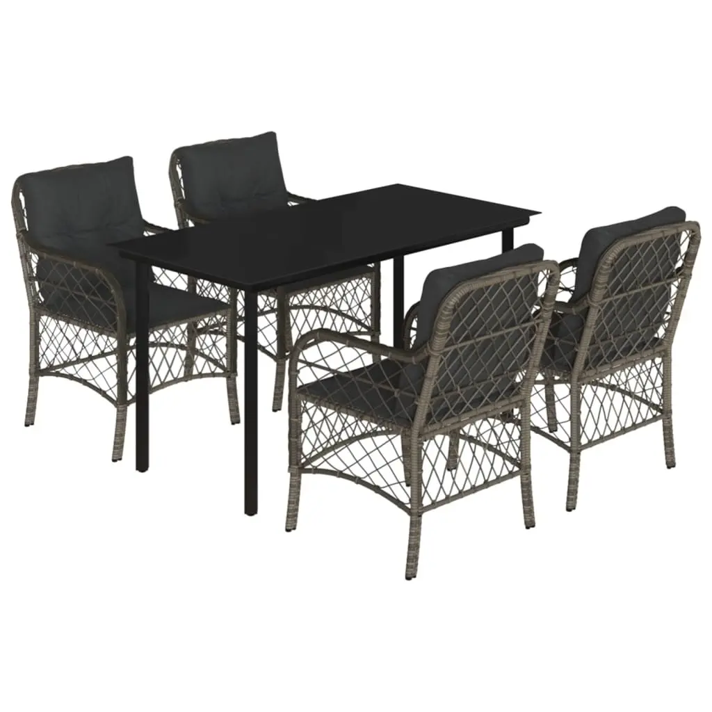 Garden Dining Set 5 Piece Outdoor Furniture with Cushions Grey Patio Table