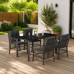 Comfortable 5-Piece Garden Dining Set in Grey