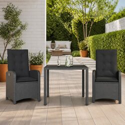 Comfortable 3 Piece Garden Dining Set with Cushions