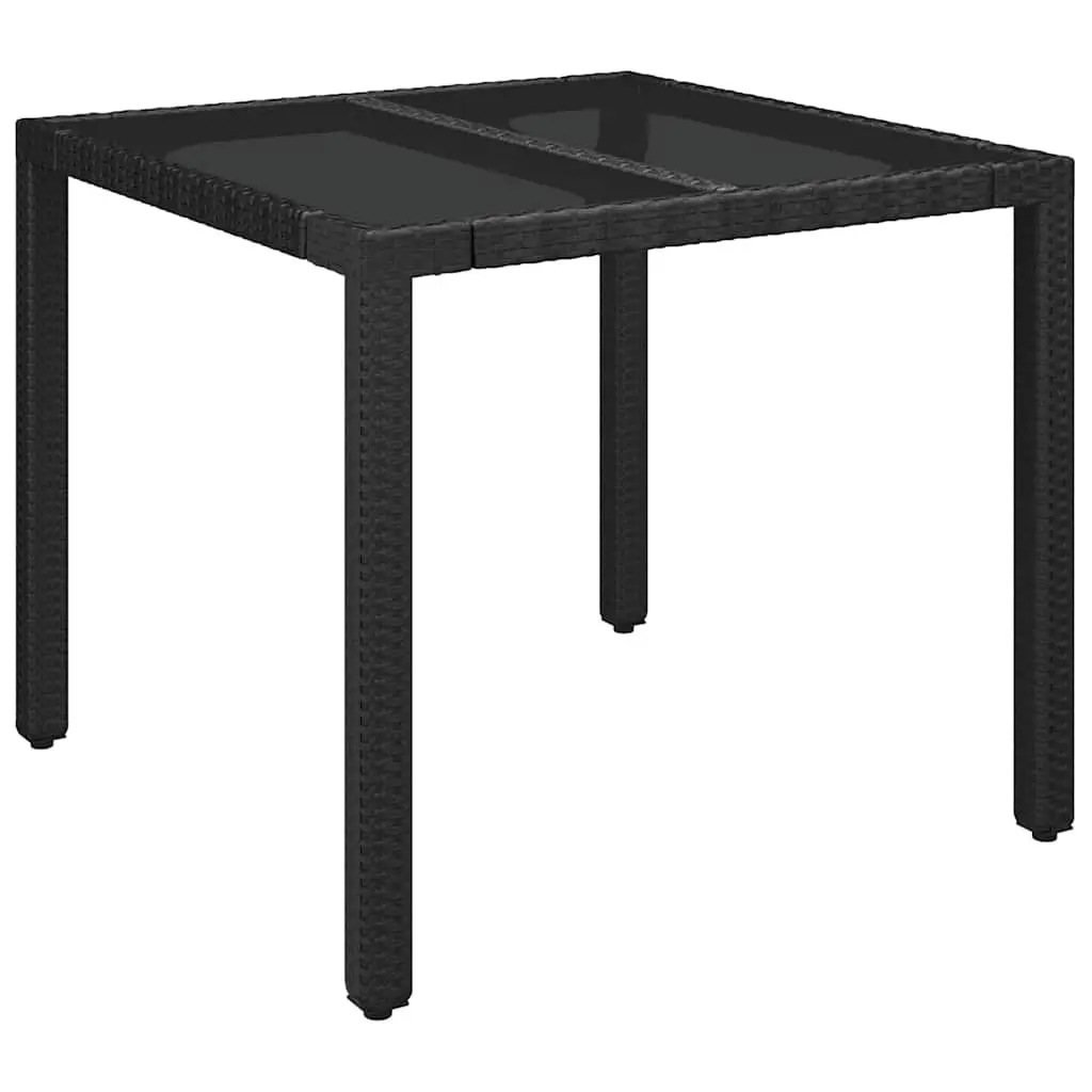 3 Piece Garden Dining Set Outdoor Furniture Cushions Black Poly Rattan