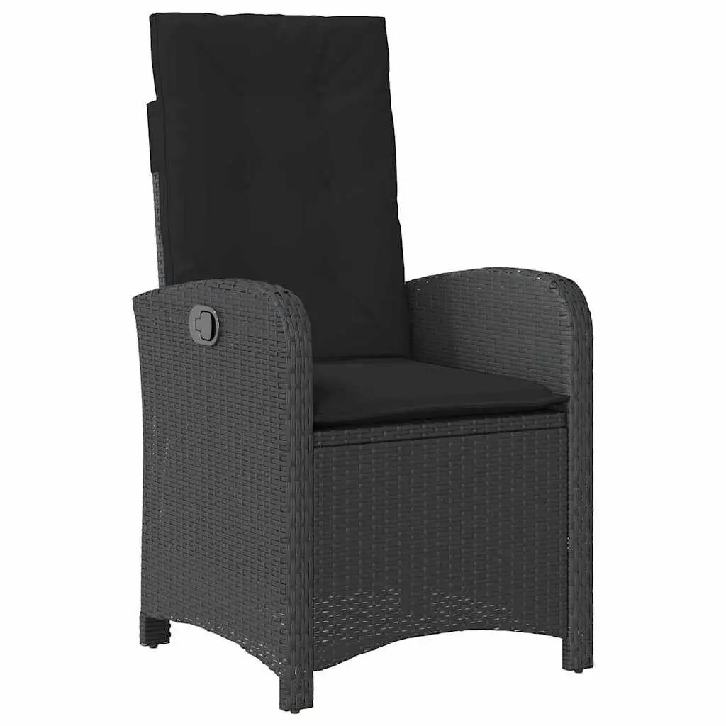 5 Piece Outdoor Dining Set Black Poly Rattan Chairs Table