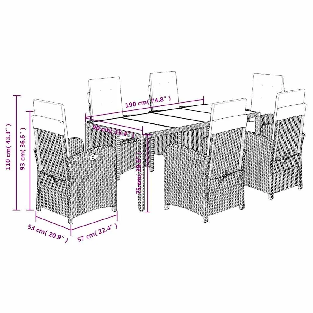 7 Piece Garden Dining Set for Long-lasting Use