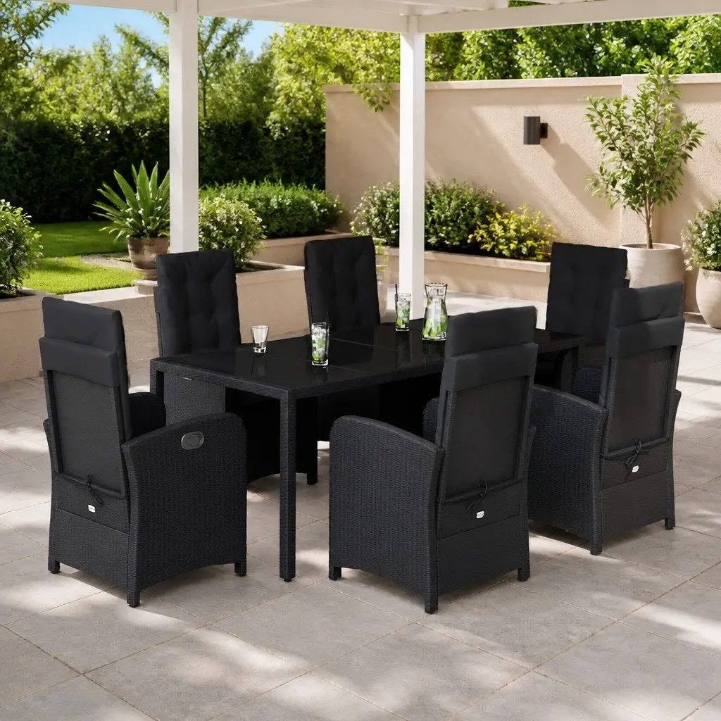 7 Piece Garden Dining Set with Removable Cushions