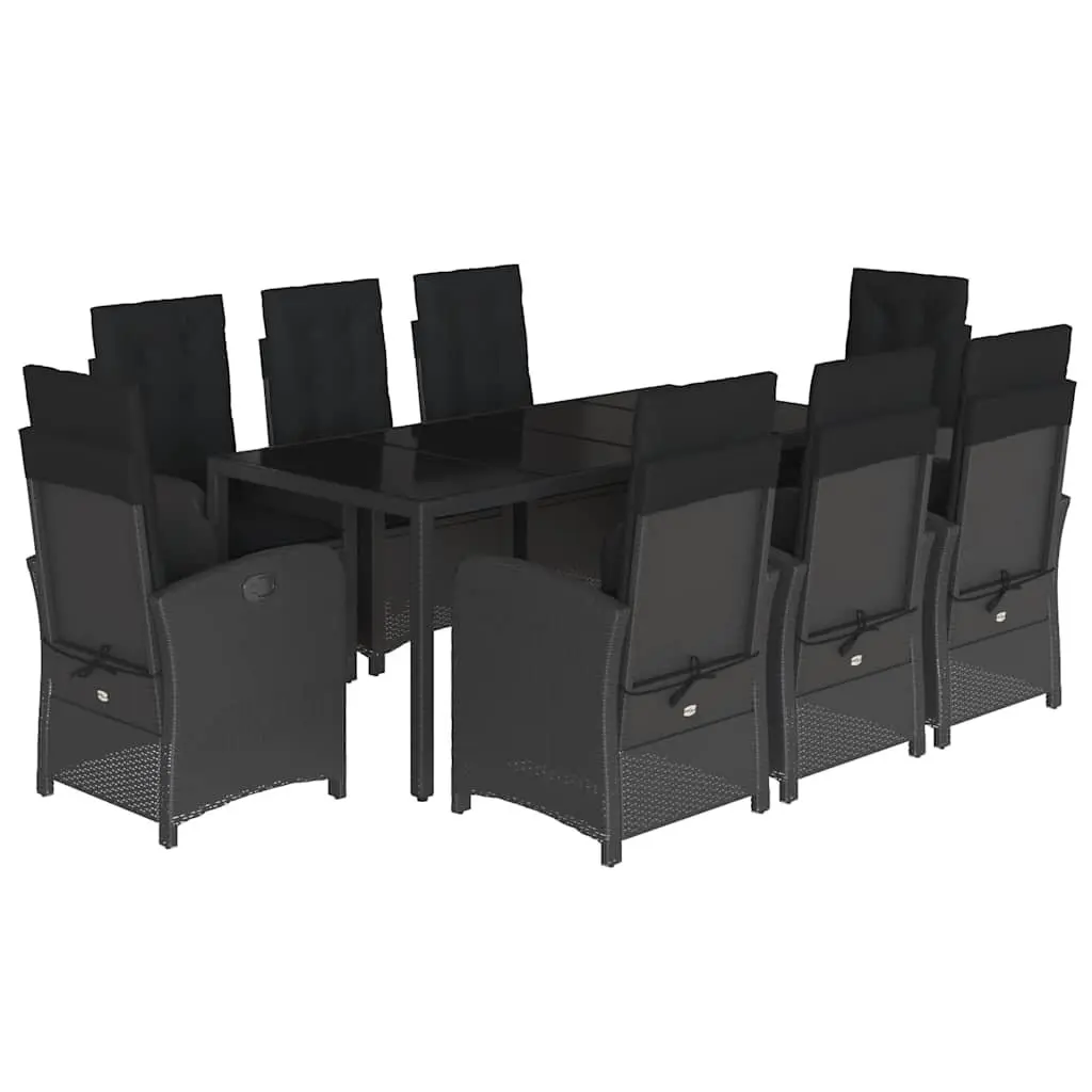 9 Piece Garden Dining Set Outdoor Patio Furniture Poly Rattan with Cushions