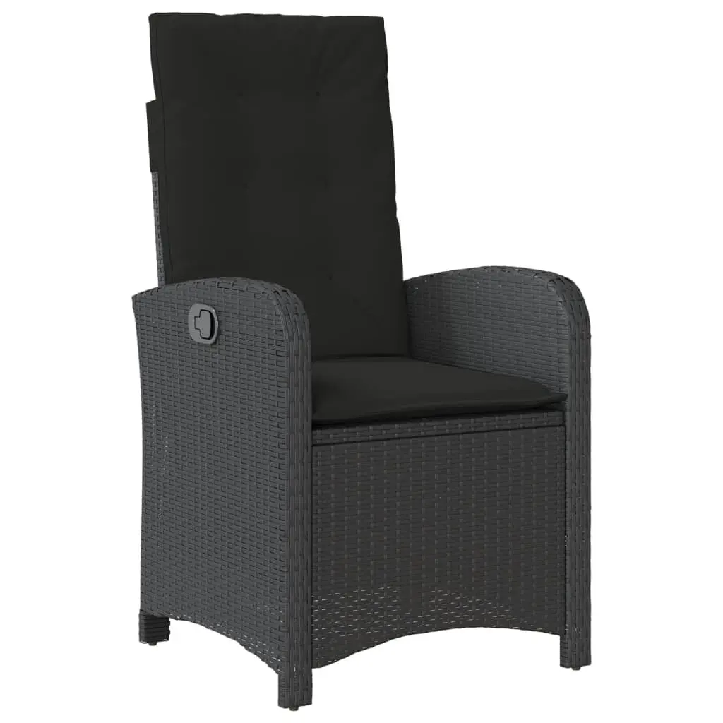 Outdoor Dining Set Black Poly Rattan Garden Furniture with Cushions 5 Piece