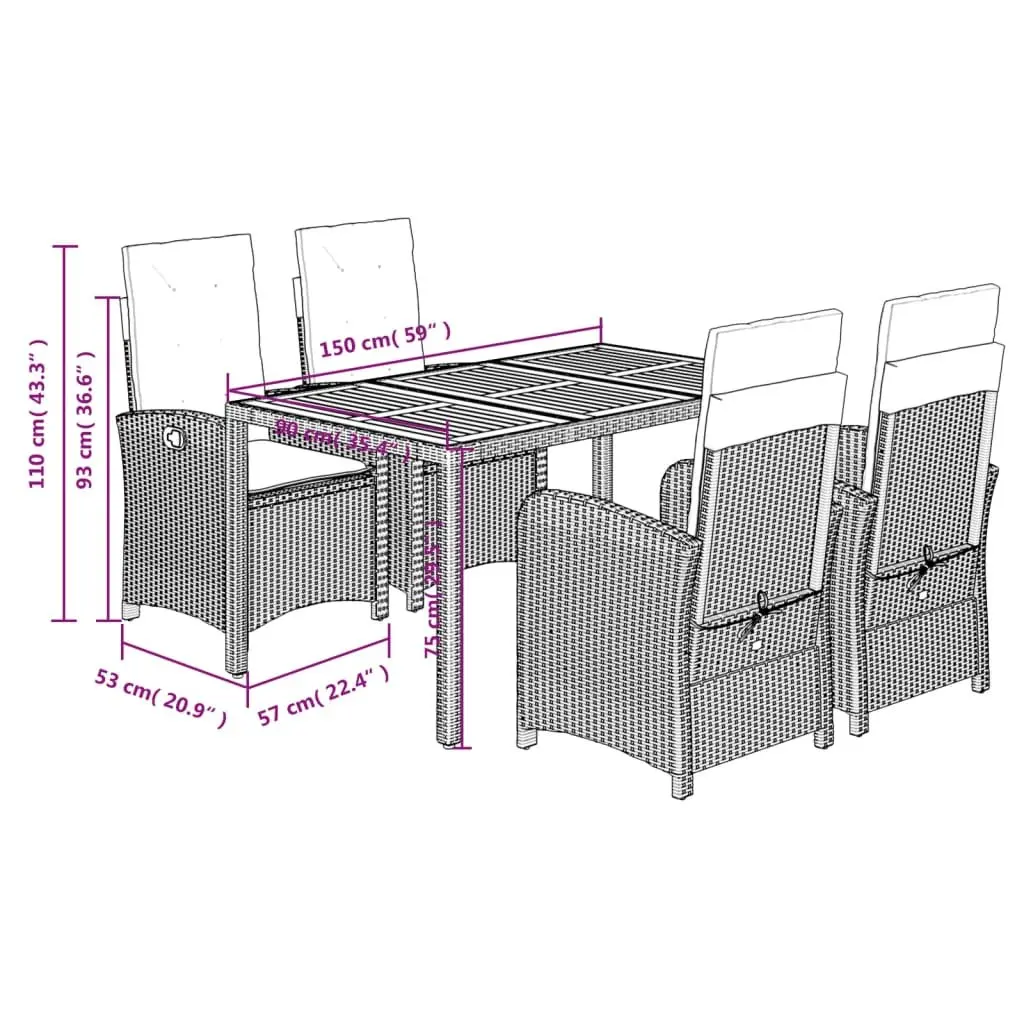 5 Piece Dining Set for Outdoors