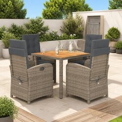 Reliable 5-Piece Grey Garden Dining Set with Cushions