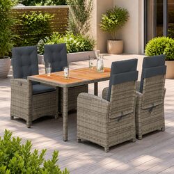 Comfortable 5 Piece Garden Dining Set with Cushions