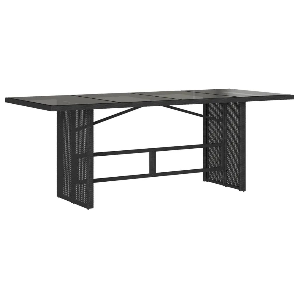 Black Poly Rattan Patio Dining Set 7 Piece Outdoor Garden with Cushions