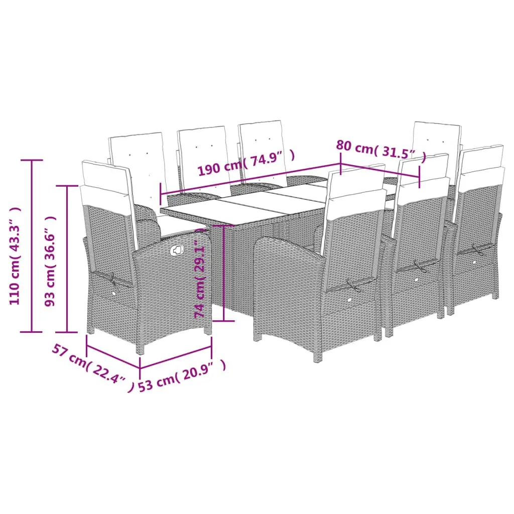 9 Piece Outdoor Dining Set