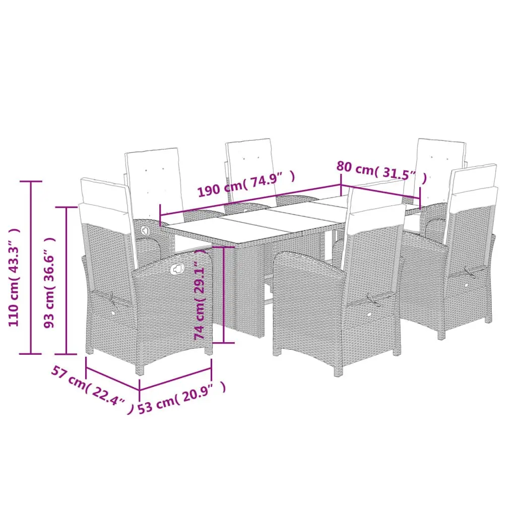 Grey 7 Piece Garden Dining Set